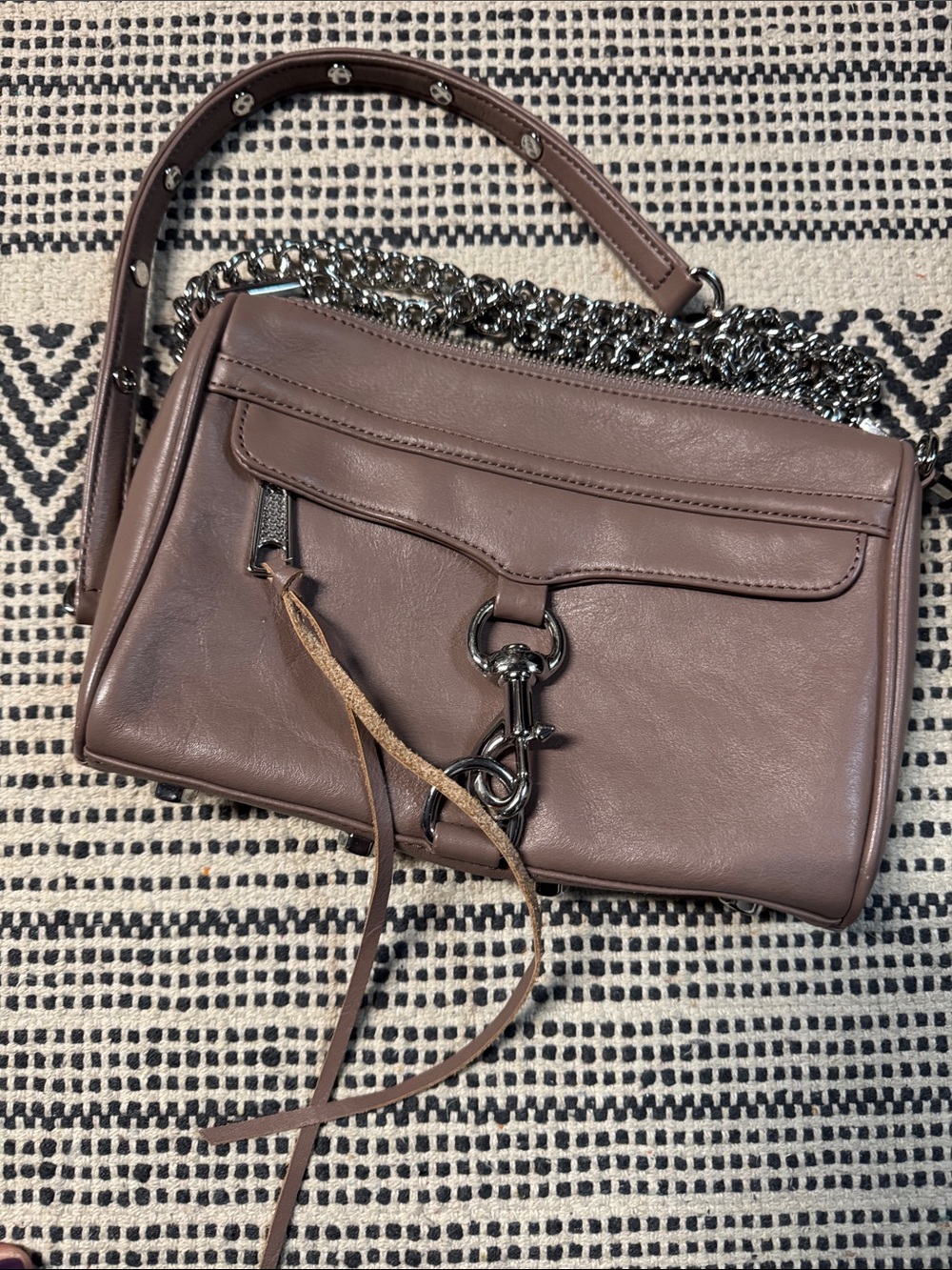 Rebecca Minkoff Leather Corssbody Bag in Mauve Taupe